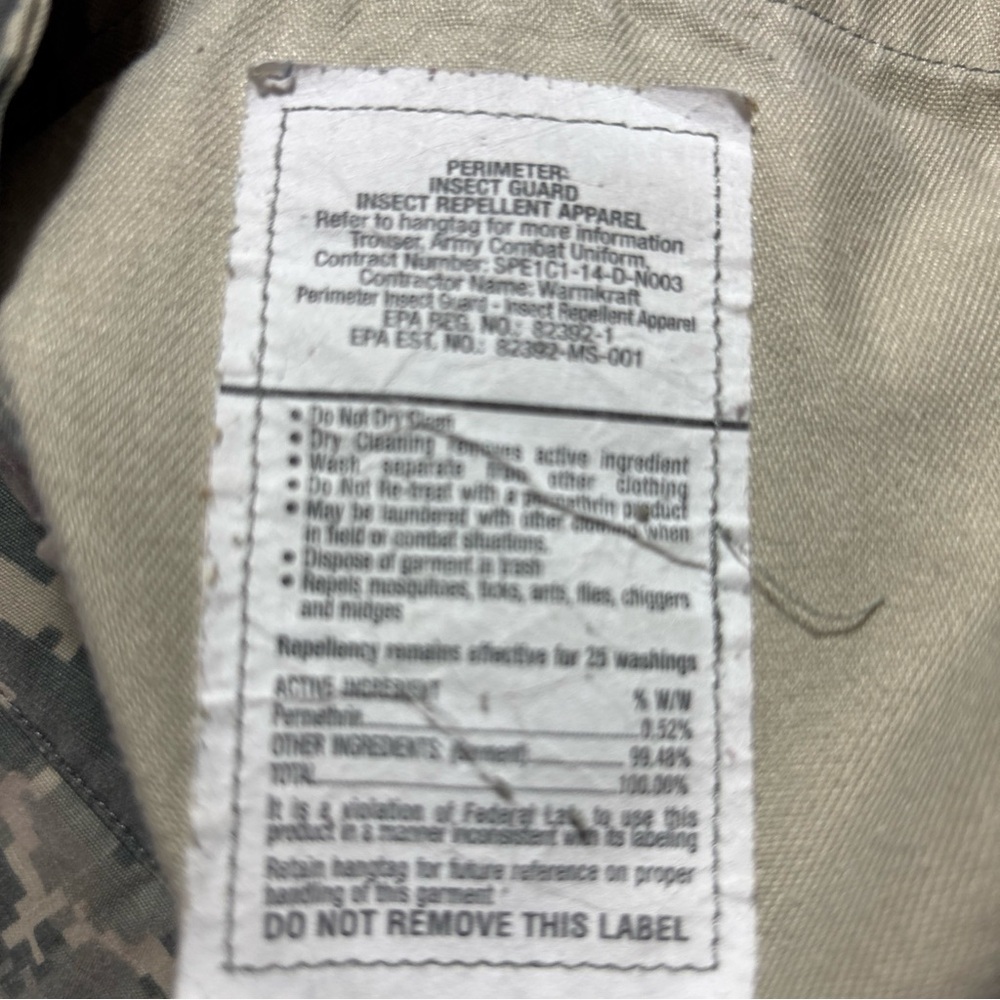 US Army Combat Uniform Trousers Military Camo Pants Small Reg Insect Repellent - Picture 12 of 15
